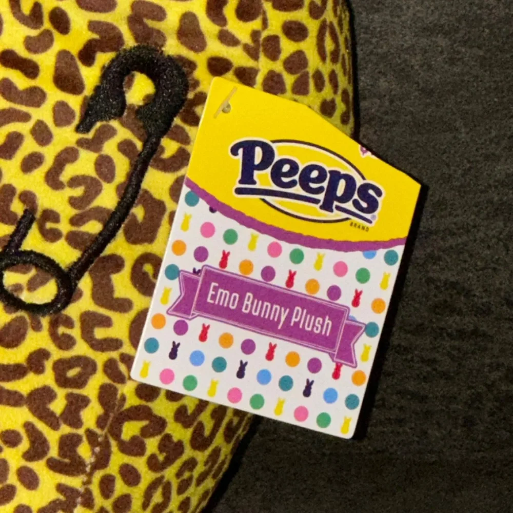 2025 Peeps EASTER BUNNY 15" LEOPARD PRINT Emo Punk Rock Rabbit Plush NEW + Tag - Picture 4 of 11